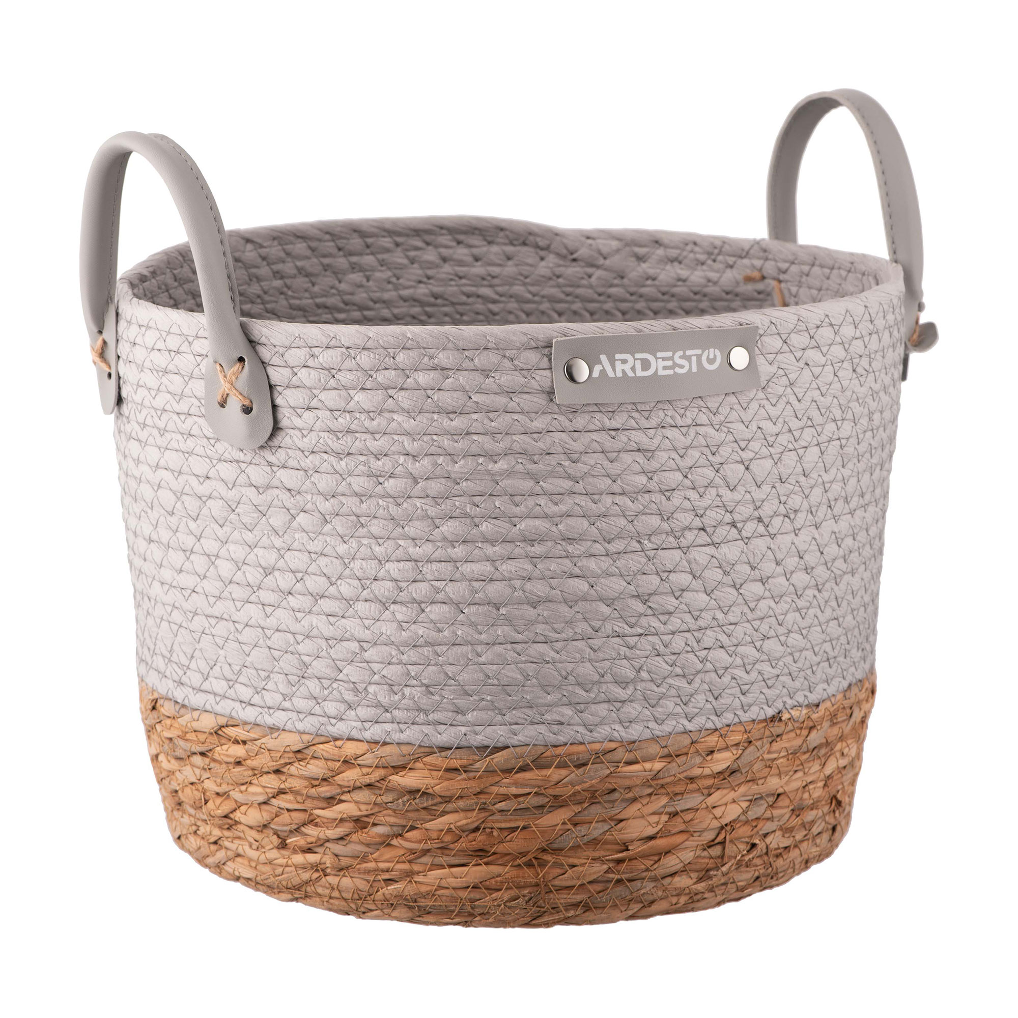 Плетений кошик для зберігання Ardesto Minimalism з ручками, сірий, 28*28*22 см (ARHC2507RG)